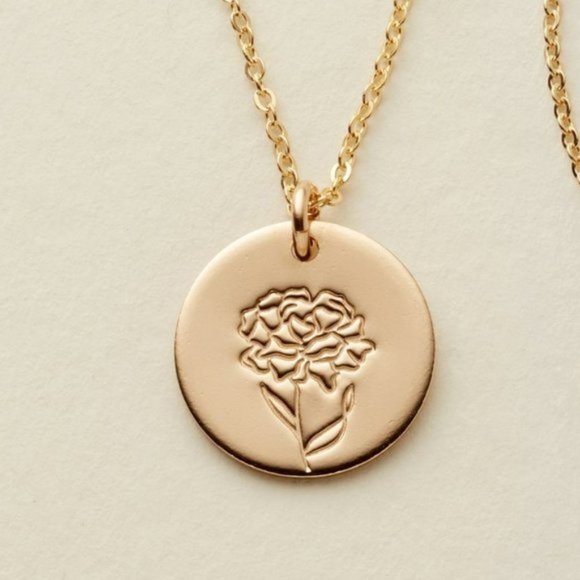 January Carnation Birth Flower Minimalist Necklace - Picture 2 of 12
